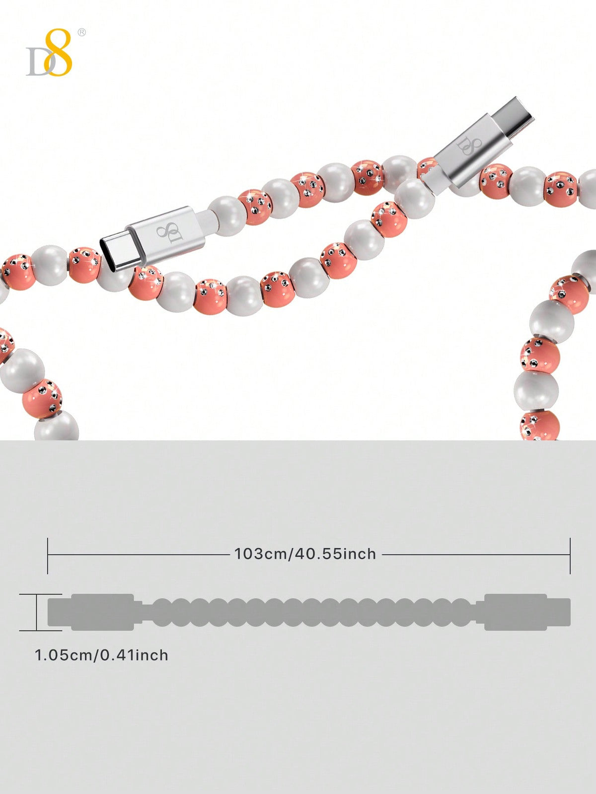 D8 USB-C to Type-C Cable – 60W Fast Charging, 3.3ft Braided Cord