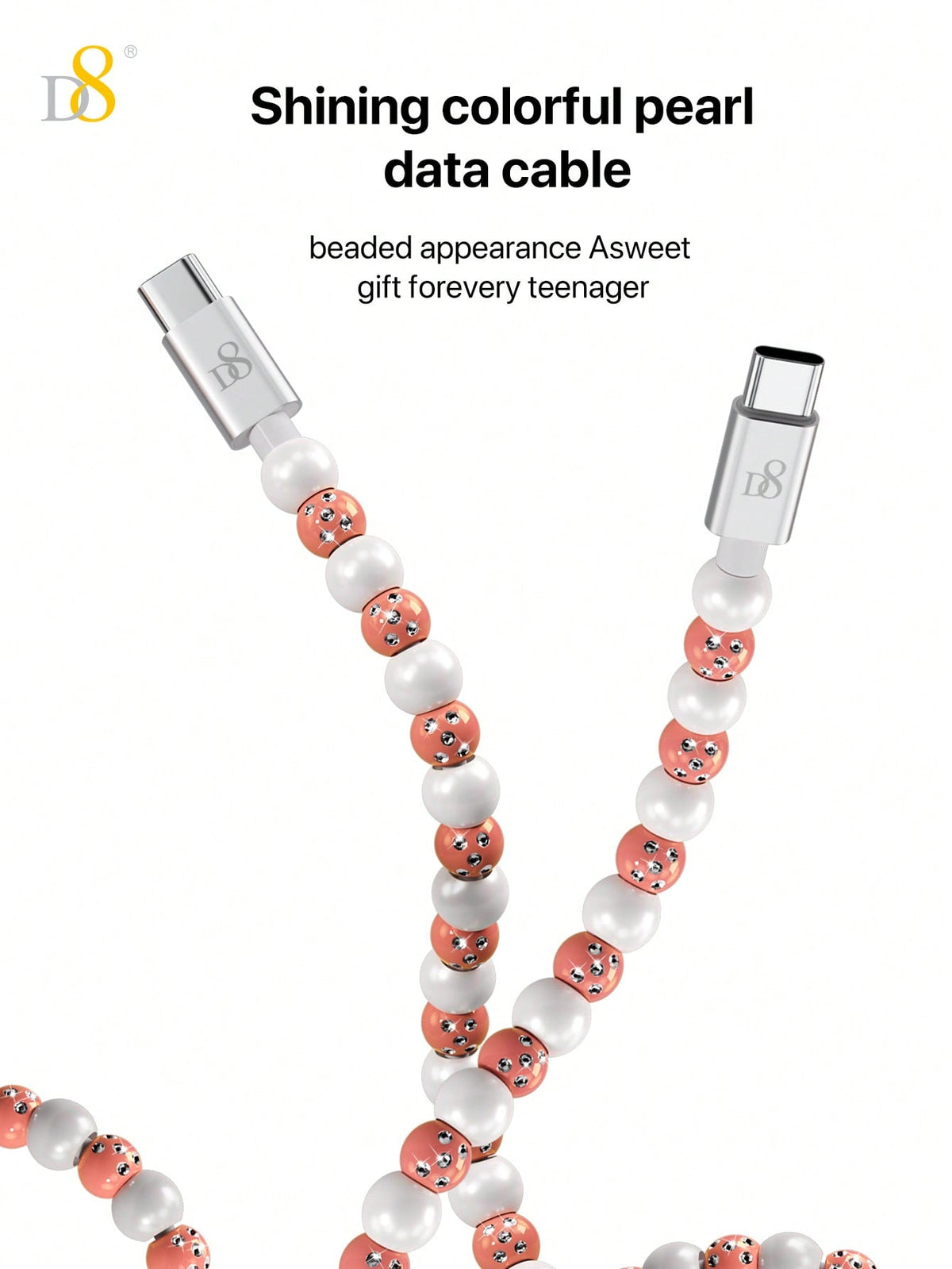 D8 USB-C to Type-C Cable – 60W Fast Charging, 3.3ft Braided Cord