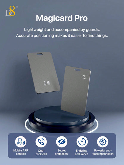 D8 Wallet Tracker Card – Apple MFi Certified, Wireless Charging, IP67 Waterproof