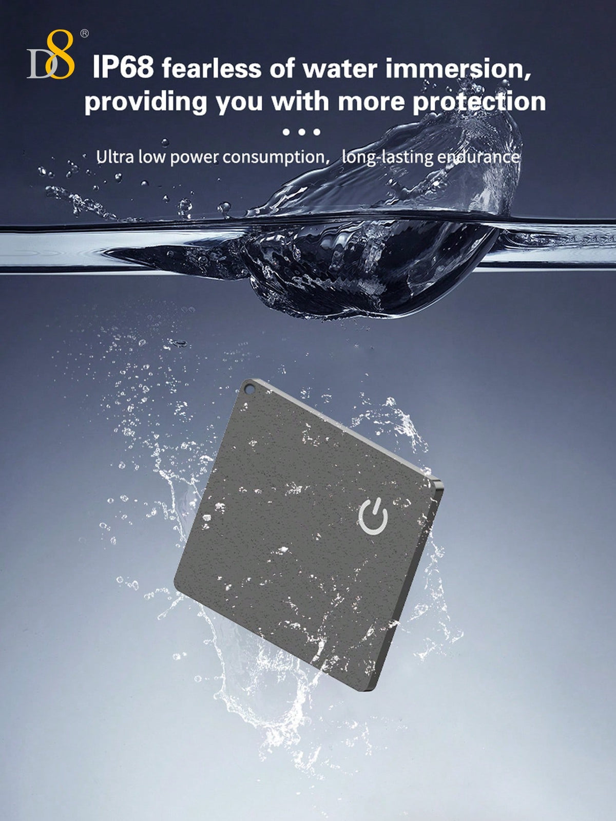 D8 Mini Wallet Tracker Card – Apple MFi Certified, Wireless Charging, IP67 Waterproof