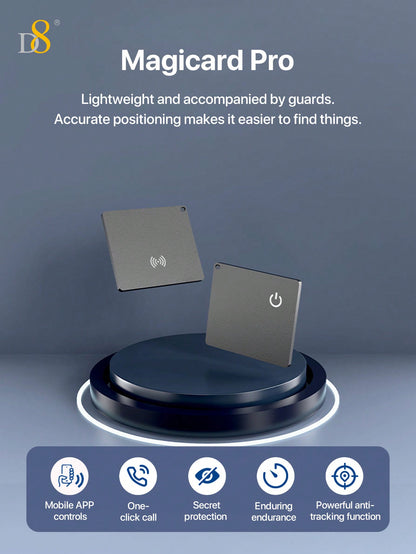 D8 Mini Wallet Tracker Card – Apple MFi Certified, Wireless Charging, IP67 Waterproof