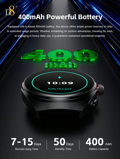 D8 Smartwatch with Earbuds, 1.53" HD Touch, Calls, 100+ Fitness Tracker Modes