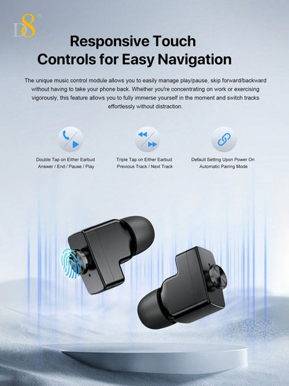 D8 Smartwatch with Earbuds, 1.53" HD Touch, Calls, 100+ Fitness Tracker Modes