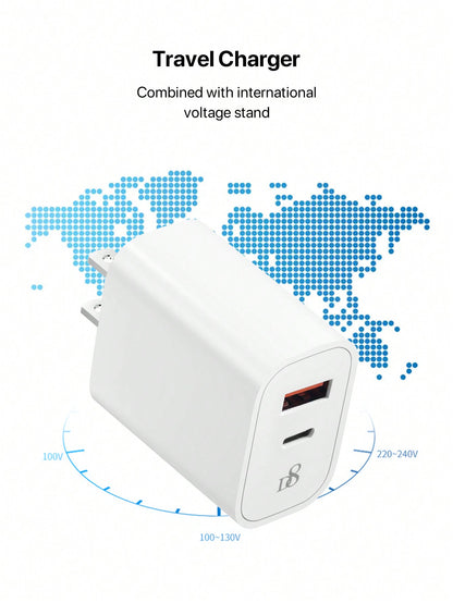 D8 20W PD Dual-Port USB-C Wall Charger – Fast Charging for iPhone, iPad, Samsung