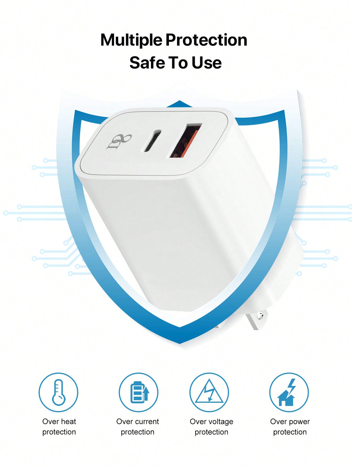 D8 20W PD Dual-Port USB-C Wall Charger – Fast Charging for iPhone, iPad, Samsung