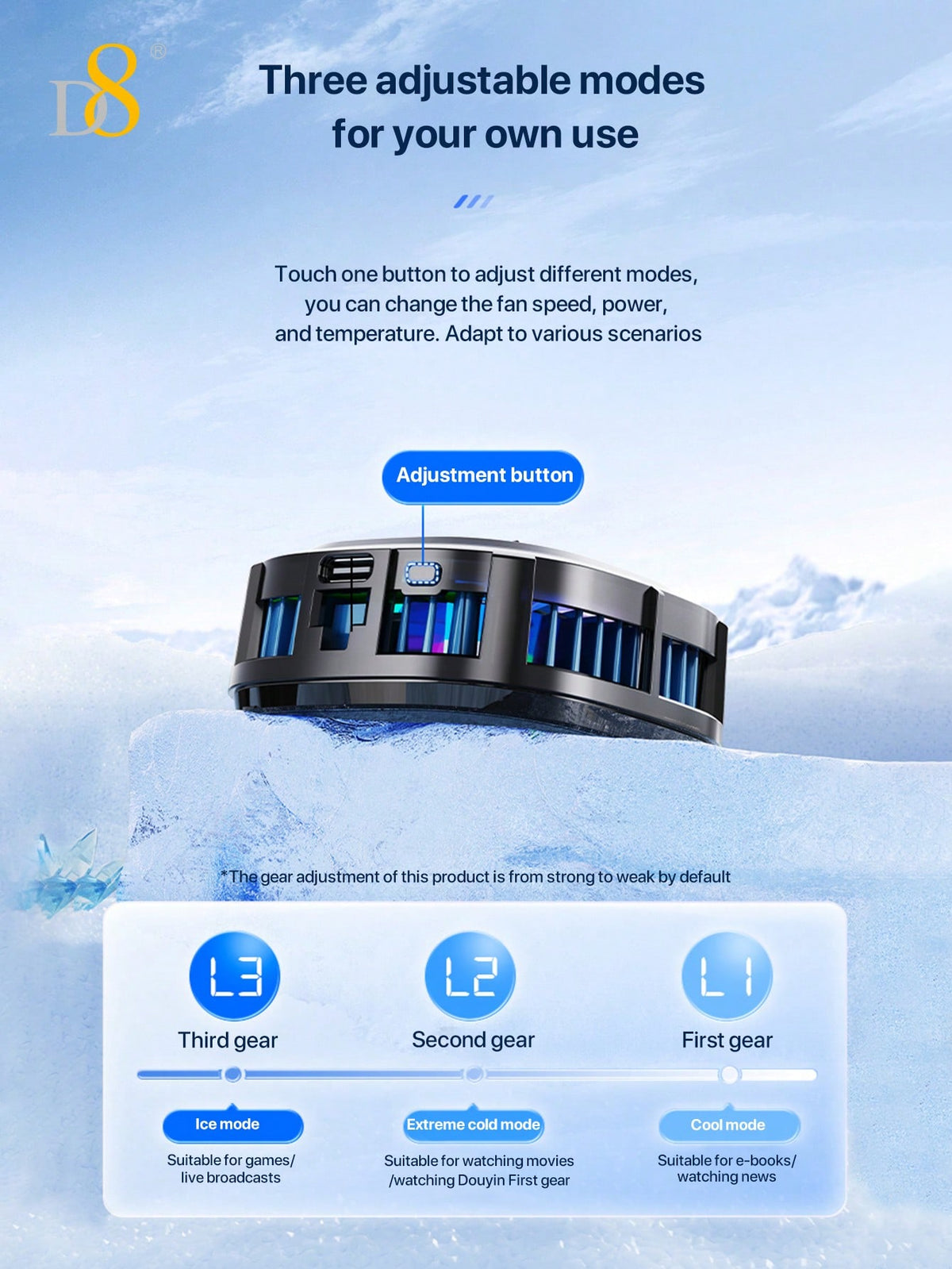 D8 Phone Cooler, Dual Semiconductor, 6-8cm Phones, Live Streaming & Gaming