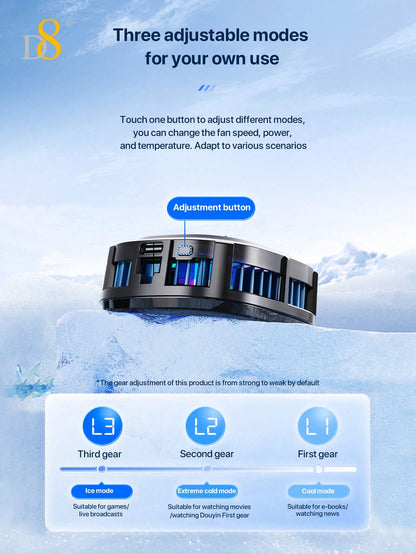 D8 Phone Cooler, Dual Semiconductor, 6-8cm Phones, Live Streaming & Gaming