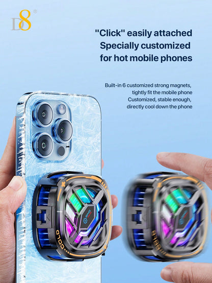 D8 Phone Cooler, Dual Semiconductor, 6-8cm Phones, Live Streaming & Gaming