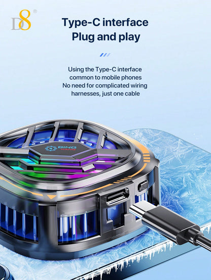 D8 Phone Cooler, Dual Semiconductor, 6-8cm Phones, Live Streaming & Gaming