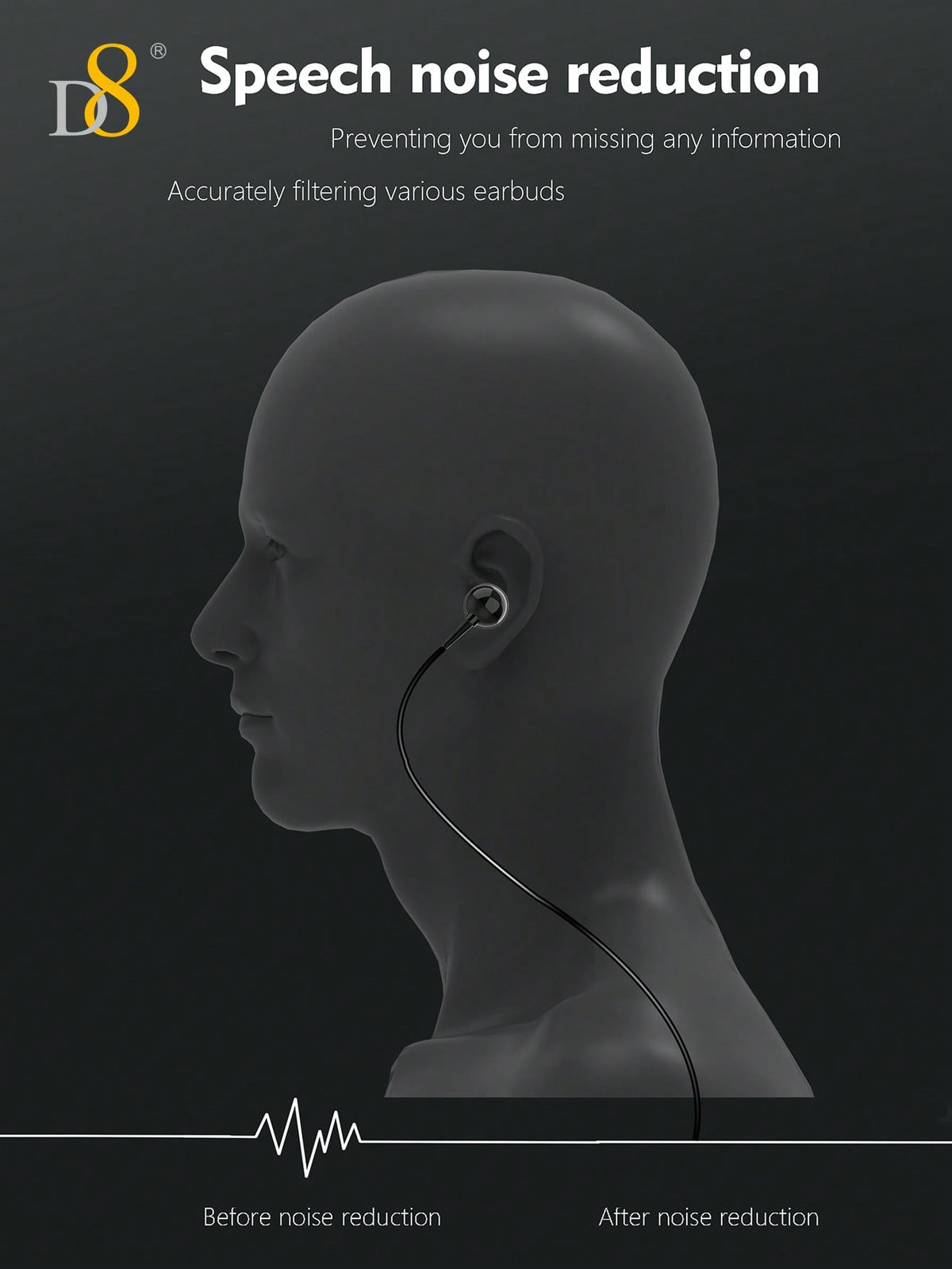 D8 Retractable Wireless Headset – 20H Talk Time, Noise Cancelling Mic, Clip-On for Driving & Workouts
