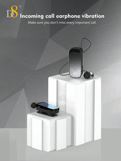 D8 Retractable Wireless Headset – 20H Talk Time, Noise Cancelling Mic, Clip-On for Driving & Workouts