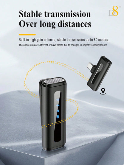 D8 Wireless Lavalier Mic, Auto Sync, Noise Reduction, 24H Battery