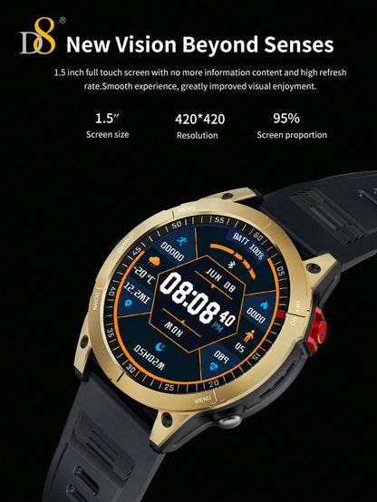 D8 Smart Watch for Men – Fitness Tracker, 100+ Sport Modes, IP67 Waterproof, Sleep Monitor, Call Function