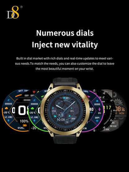 D8 Smart Watch for Men – Fitness Tracker, 100+ Sport Modes, IP67 Waterproof, Sleep Monitor, Call Function
