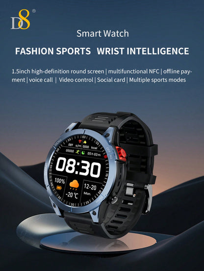 D8 Smart Watch for Men – Fitness Tracker, 100+ Sport Modes, IP67 Waterproof, Sleep Monitor, Call Function
