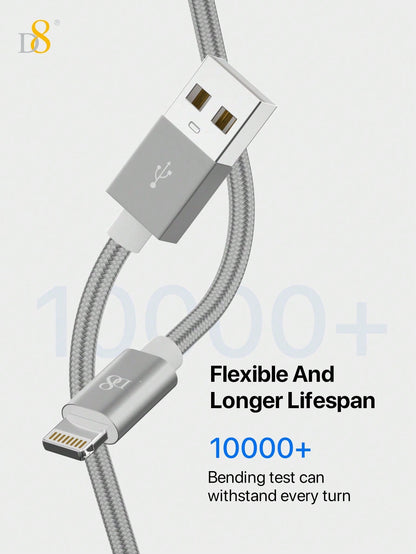 D8 3.3ft Premium Nylon USB-A to Lightning Cable, MFi Certified iPhone Charger