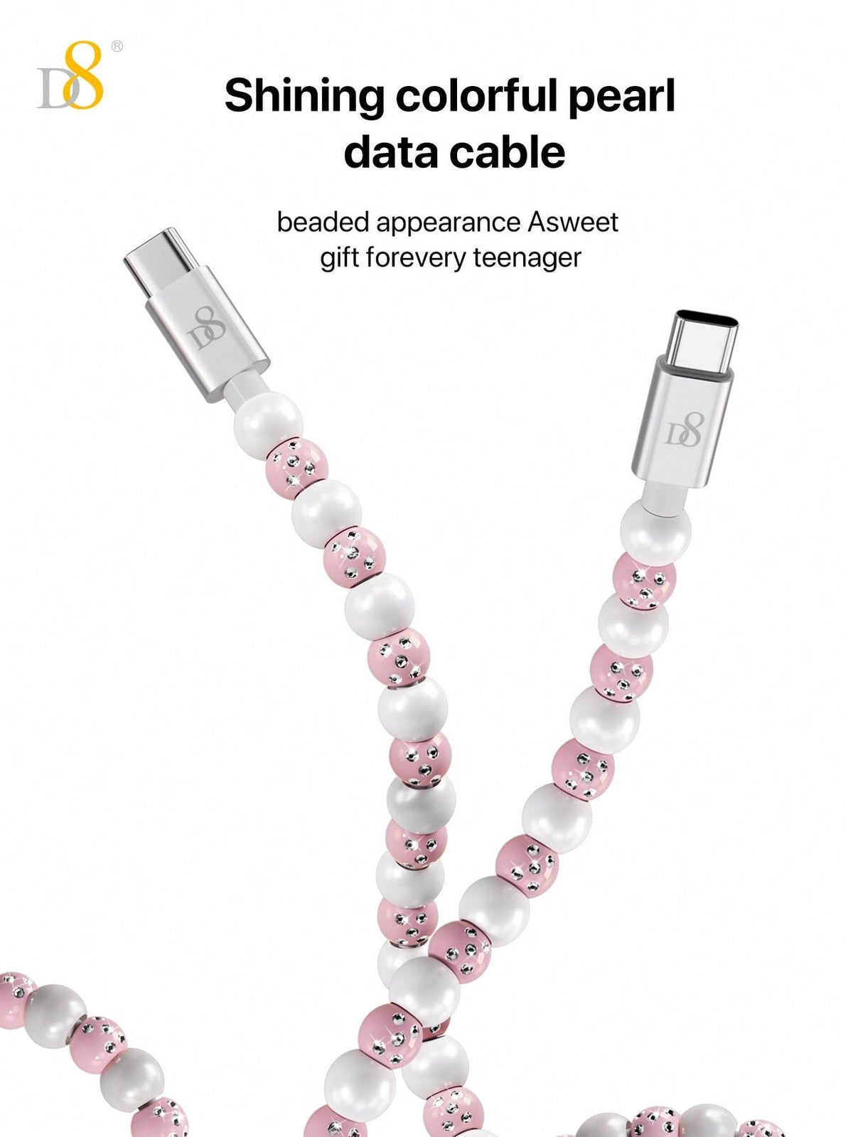 D8 USB-C to Type-C Cable – 60W Fast Charging, 3.3ft Braided for iPhone 15, iPad Pro, Galaxy