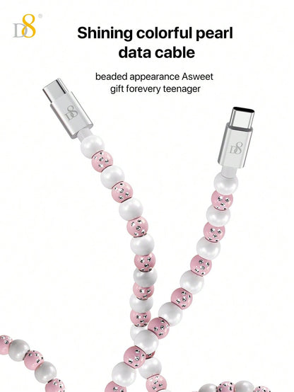 D8 USB-C to Type-C Cable – 60W Fast Charging, 3.3ft Braided for iPhone 15, iPad Pro, Galaxy