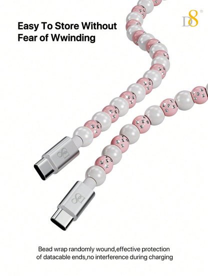 D8 USB-C to Type-C Cable – 60W Fast Charging, 3.3ft Braided for iPhone 15, iPad Pro, Galaxy