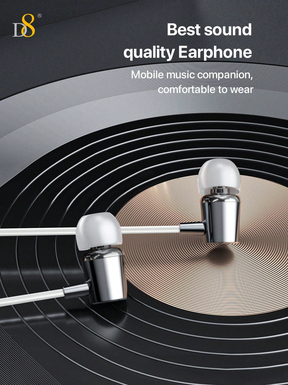D8 USB Type-C In-Ear Headphones – Mic & Volume Control for iPhone, iPad, Galaxy