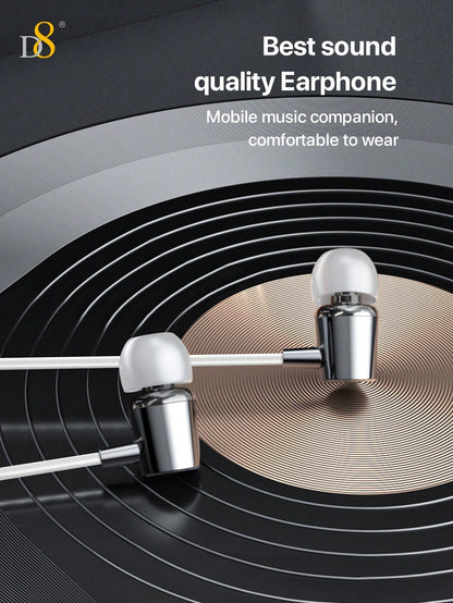 D8 USB Type-C In-Ear Headphones – Mic & Volume Control for iPhone, Galaxy