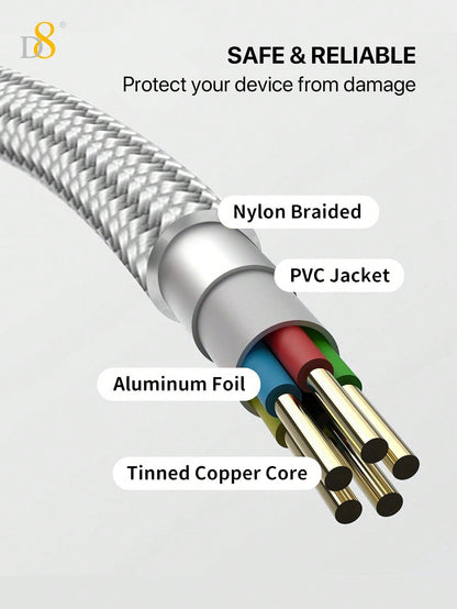 D8 Lightning Fast Charging Data Cable – High-Speed Charger for iPhone, iPad, and More
