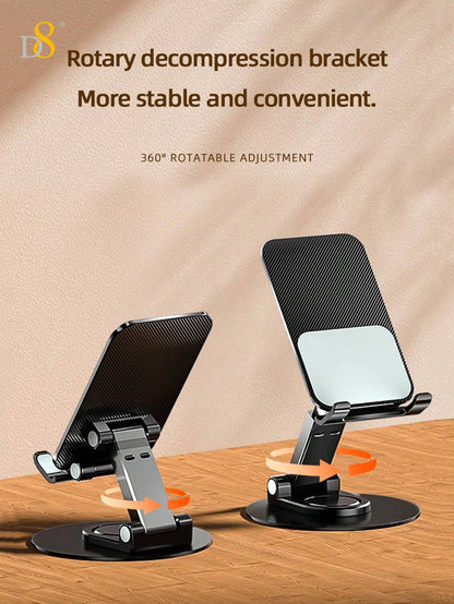D8 360° Dual Folding Phone & Tablet Stand – Adjustable, Foldable Desktop Holder