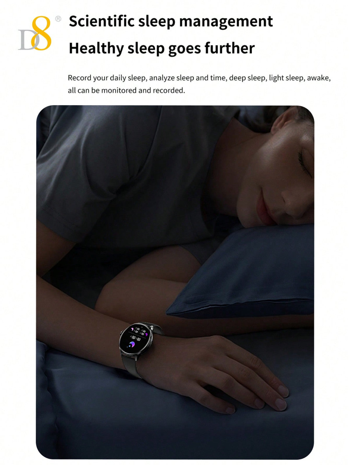 D8 Women's Smartwatch IP67 Waterproof Fitness Tracker 100+ Sports Modes