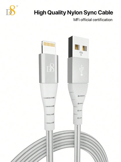 D8 iPhone Charger Cable (2-Pack, 3.3FT), USB-A to Lightning, MFi Certified