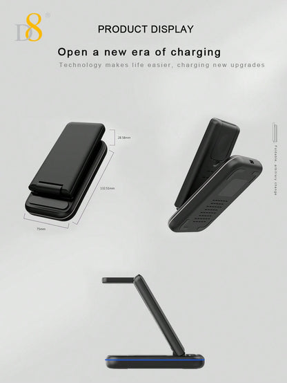 D8 3-in-1 Wireless Charger, Fast Charging Dock for iPhone/Watch/AirPods
