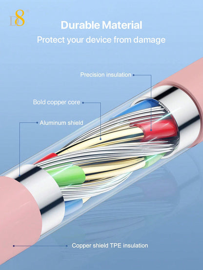 D8 3-Pack USB-A to Lightning Cable, MFi Certified 2.4A Fast Charging (1M)