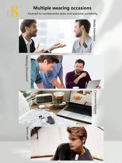 D8 Retractable Wireless Headset – 12H Talk Time, Noise Cancelling Mic, Dual-Mode for Sports & Business