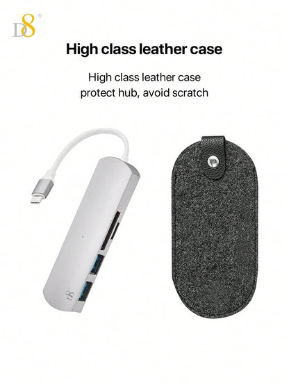 D8 4-in-1 USB C Hub - USB-C, 2 USB A 3.0, SD/TF Reader, 5Gbps, Aluminum Design
