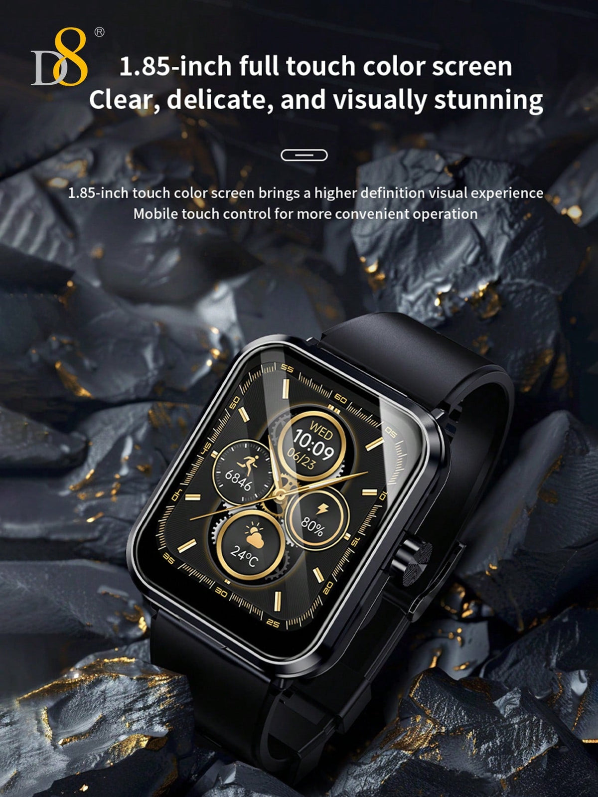 D8 Smart Watch + Earbuds – Fitness Tracker, 100+ Sports Modes, Waterproof for iOS & Android
