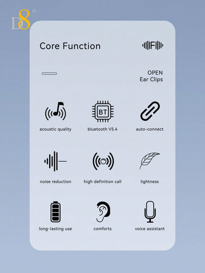 D8 Wireless Earbuds, 2024 Open Design, HiFi Sound, 55H Playtime, Type-C