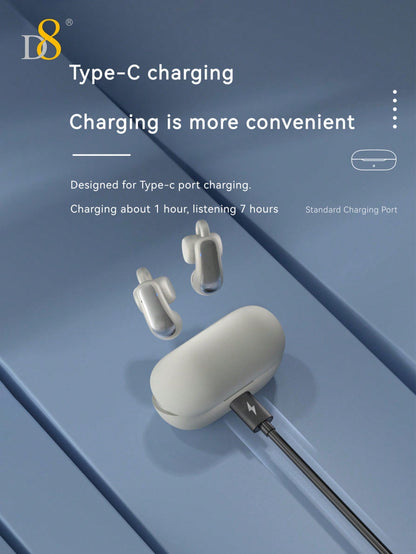 D8 Wireless Earbuds, 2024 Open Design, HiFi Sound, 55H Playtime, Type-C