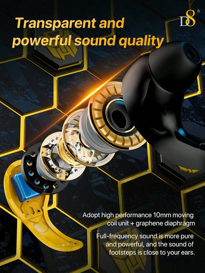D8 Gaming Headset - HiFi Sound, LED Mic, 24H Playtime for Gaming & Sports