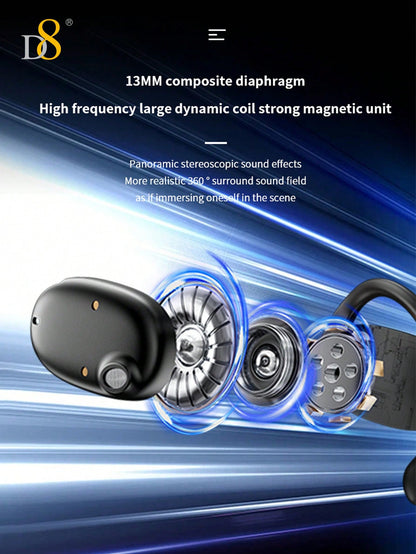 D8 Wireless Earbuds, LED Display, ENC Mic, Sport Earhook, Stereo Sound