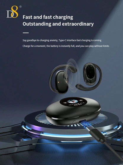 D8 Wireless Earbuds, LED Display, ENC Mic, Sport Earhook, Stereo Sound
