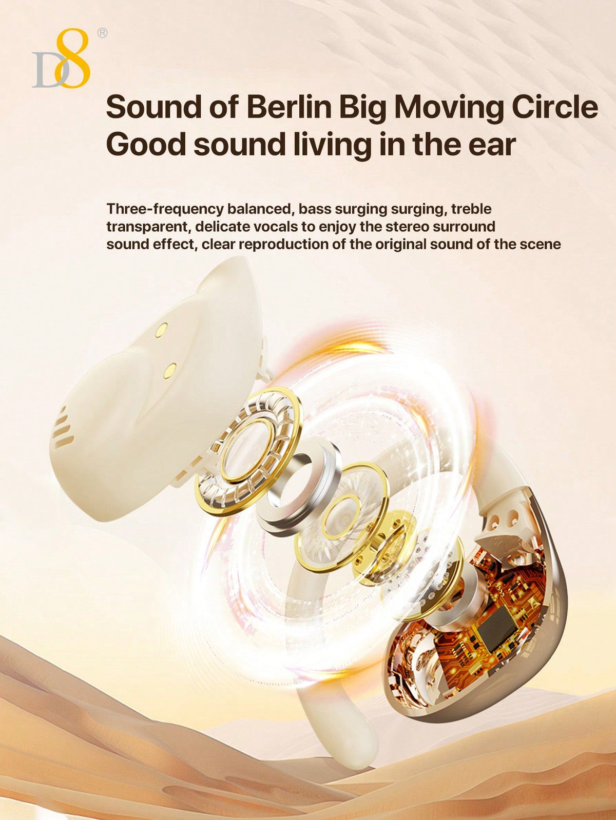 D8 Wireless Sport Earbuds, Noise-Canceling Mic, 72H Battery, HiFi Sound, USB-C