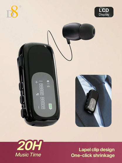 D8 Retractable Wireless Headset – LCD Display, Noise Cancelling Mic, 20H Talk Time