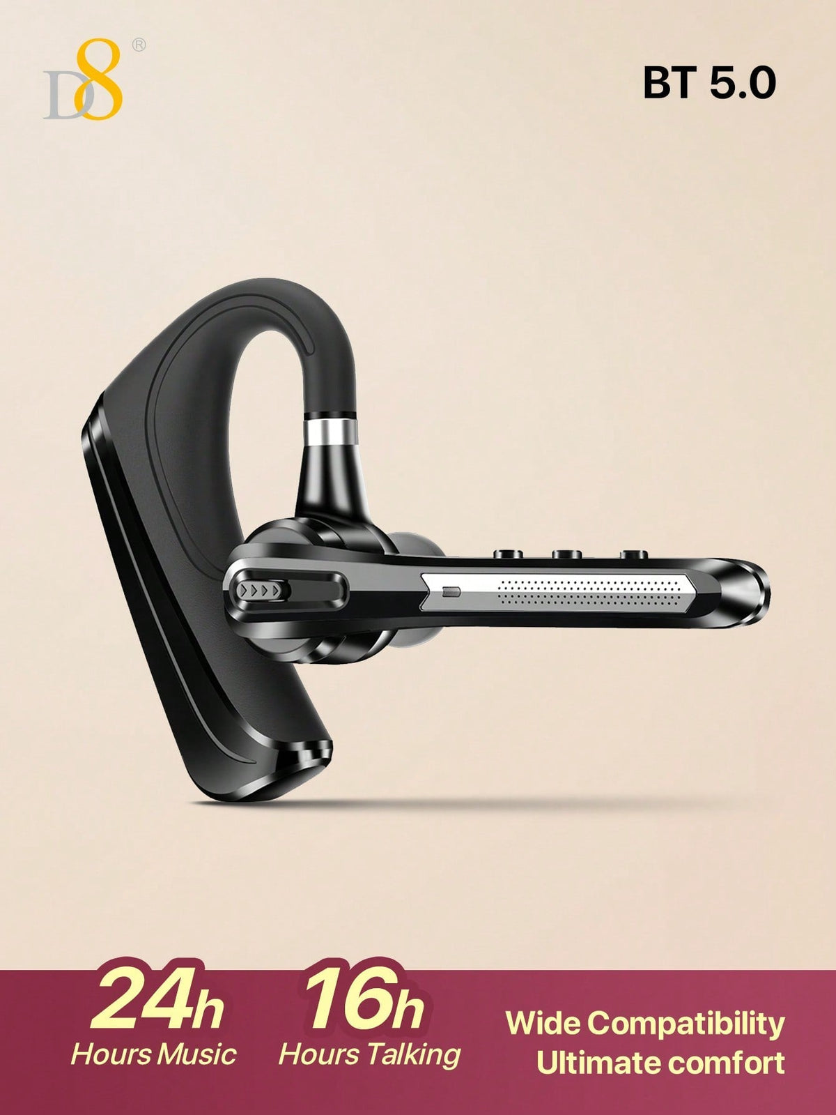 D8 TWS Noise-Canceling Wireless Earbuds, 16H Playtime, LED, Mic, Android/iOS