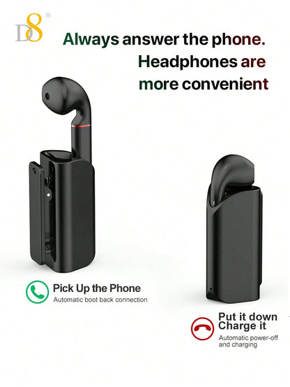 D8 Wireless Mic Collar Clip-On Earbuds – 5H Playtime, USB-C Charging, Noise Reduction