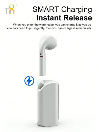 D8 Wireless Mic Collar Clip-On Earbuds – 5H Playtime, USB-C Charging, Noise Reduction