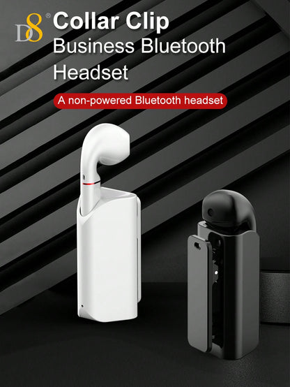D8 Wireless Mic Collar Clip-On Earbuds – 5H Playtime, USB-C Charging, Noise Reduction