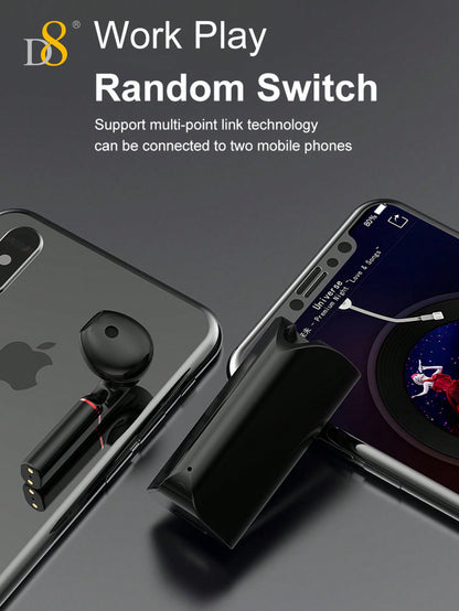 D8 Wireless Mic Collar Clip-On Earbuds – 5H Playtime, USB-C Charging, Noise Reduction