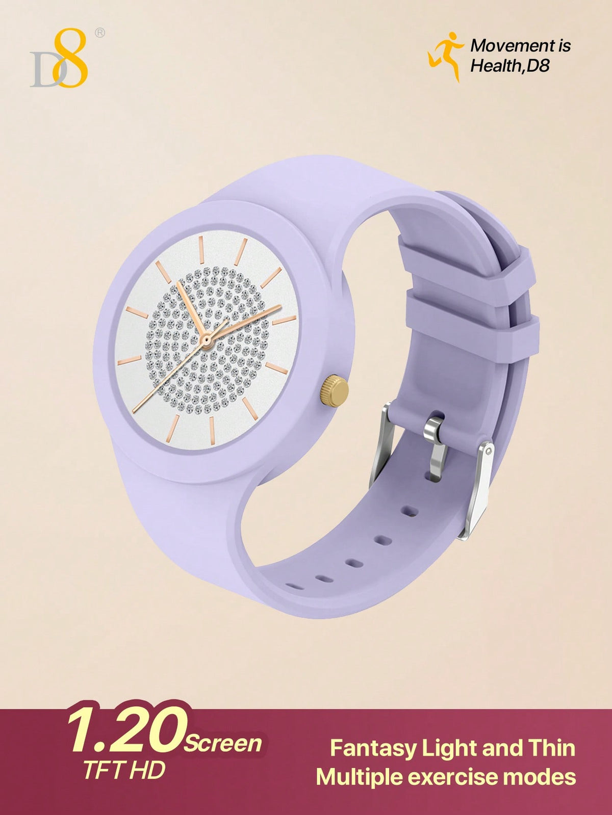 D8 Smart Watch – Heart Rate & Sleep Tracker, IP67 Waterproof, Full Touch, Activity Tracker for Android & iOS