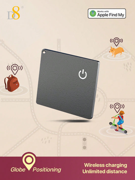 D8 Mini Wallet Tracker Card – Apple MFi Certified, Wireless Charging, IP67 Waterproof