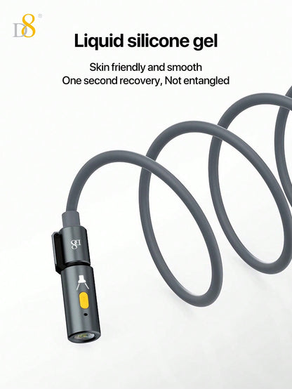 D8 240W 3-in-1 Portable Charging Cable with LED Night Lamp – USB-C for MacBook, iPhone, and More