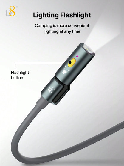 D8 240W 3-in-1 Portable Charging Cable with LED Night Lamp – USB-C for MacBook, iPhone, and More